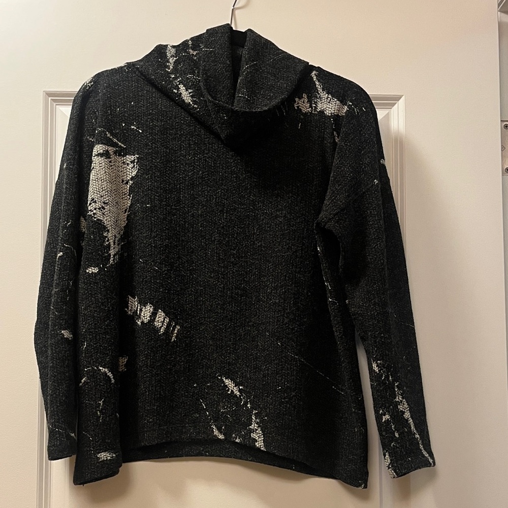 Clara Sun Woo Black and White Cowl Neck Sweater